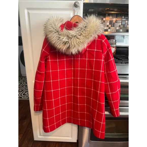 J. Crew Chateau Parka Plaid Windowpane Check 100% Wool Hooded Coat - Picture 7 of 12